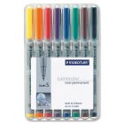 Marqueur soluble à l'eau lumocolor® pointe super fine, 0,4 mm. variés (pqt 8)