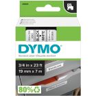 Cartouches d1 pour étiqueteuses dymo® 19 mm x 7 m noir sur blanc