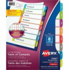 Intercalaires ready index® couleurs variées. 1 jeu. imprimés. 1-8 (arqués)