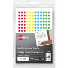 Étiquettes autoadhésives translucides 1/4 po (pqt 648) rouge, vert, jaune, bleu