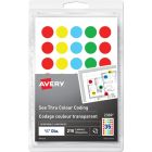 Étiquettes autoadhésives translucides 3/4 po (pqt 210) rouge, lime, bleu, vert