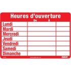 Enseigne heures d'affaires heures d'affaires