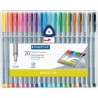 Marqueur triplus® fineliner paquet de 20 couleurs variées
