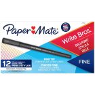 Stylo à bille write bros.® pointe fine. boîte de 12. noir