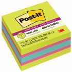 Feuillets post-it® super sticky cubes 3 x 3 po vert, fushia, aqua