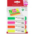Marqueurs textile néons paquet de 4