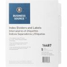 Intercalaires imprimables non perforé. 25 jeux 5 onglets