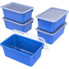 Petit bac à rangement avec couvercle bleu