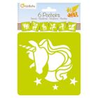 6 pochoirs licorne