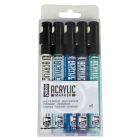 Ensemble 5 acrylic marker 1.2 mm camaieu de bleu