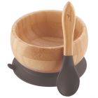 Bol et cuillère en bambou avec succion - noir