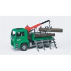 Camion de billots de bois avec grue