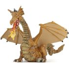 Dragon or avec flamme