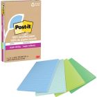 Feuillets recyclés post-it® super sticky - collection oasis 4 x 6 po. ligné. paquet de 4, bloc de 45 feuilles