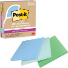 Feuillets recyclés post-it® super sticky - collection oasis 4 x 4 po. ligné. paquet de 3, bloc de 70 feuilles