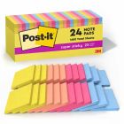 Feuillets super collants post-it® - collection joie estivale unis 3 x 3 (pqt 24)