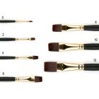 Pinceau synthétique plat taklon rouge long - 12
