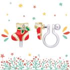 Boucles d'oreilles à clip en émail : bas de noël