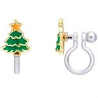 Boucles d'oreilles à clip en émail : sapin de noël
