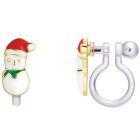 Boucles d'oreilles à clip en émail : bonhomme de neige
