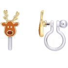 Boucles d'oreilles à clip en émail : renne du père noël