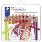 Crayons de couleur avec boîte en métal 72 par paquet