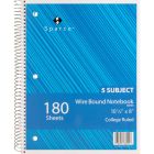 Cahier d'exercice 5 sujets, 180 feuilles ligné étroit