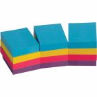 Feuillets autoadhésifs 1-1/2 x 2 po. 3 de chaque: bleu, jaune, rose, violet
