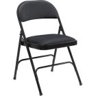 Chaise pliante en métal dossier et siège rembourrés noir (bte 4)