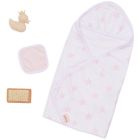 Lullababy - serviette rose avec accessoires poupée