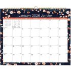 Calendrier mural mensuel fleurs (2026) noir