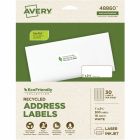 Étiquettes d'adresse blanches Écologiques paquet de 10 feuilles 2-5/8 x 1" (300)