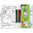 Ensemble de 2 napperons dinosaures et paresseux petit format et 6 marqueurs