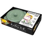 Caquelon en céramique vert sauge avec mélange pour trempette au four au pain à l'ail