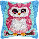 Ens. points noués coussin: hibou rose