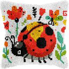 Ens. points noués coussin: coccinelle