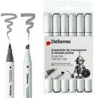 Ensemble de 6 marqueurs alcool double pointe cnoir et gris