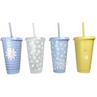 Ensemble de 4 verres - 4 pailles