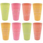Ensemble 8 verres en plastique avec texte