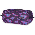 Étui à crayon double zip jansport papillon violet noir