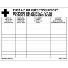 Fiches de rapport d’inspection pour trousses de premiers soins