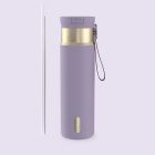 Bouteille d'eau de 24oz avec sangle et paille carotte violette