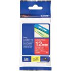 Ruban d'impression p-touch tze 12 mm blanc sur rouge