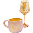 Duo tasse et verre de vin bonne journée