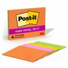 Feuillets super collants post-it® - collection coup de pouce 8 x 6 po, lignés bloc de 45 feuillets (pqt 4)
