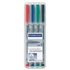 Marqueur soluble à l'eau lumocolor® pointe super fine, 0,4 mm. variés (pqt 4)