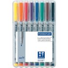 Marqueur soluble à l'eau lumocolor® pointe moyenne, 1,0 mm. variés (pqt 8)