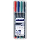 Marqueur permanent lumocolor® moyenne. 1,0 mm paquet de 4 couleurs variées