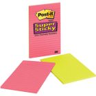 Feuillets super collants post-it® - collection coup de pouce 5 x 8 po, lignés bloc de 45 feuillets (pqt 2)