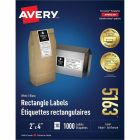 Étiquettes rectangulaires blanches boîte de 100 feuilles 4 x 2” (1000)